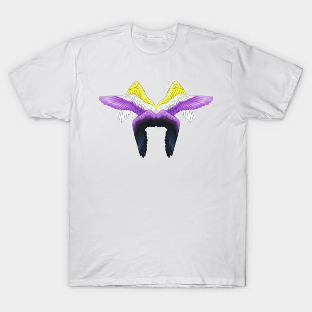 Nonbinary Pride Angel Wings T-Shirt by sleepycervos